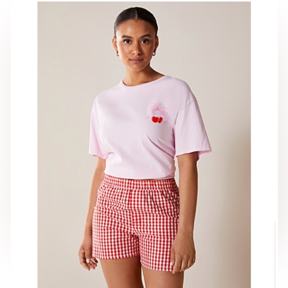 Simons Pants - Simons Red Gingham High-Waist Women’s Shorts
